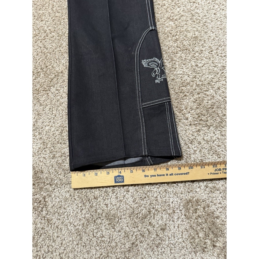 Vintage 80s Sheplers Jeans Mens 36 Black White Bootcut‎ Embriodered Eagle - Picture 9 of 9